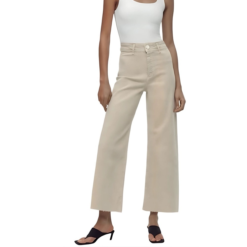 Zara Light Gray Straight Leg Jeans High-Waisted